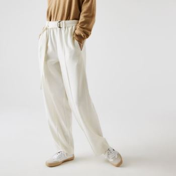 Lacoste High-Waisted Flared Wool Blend Pants - Kalhoty Dámské Bílé | CZ-3iJ2f1